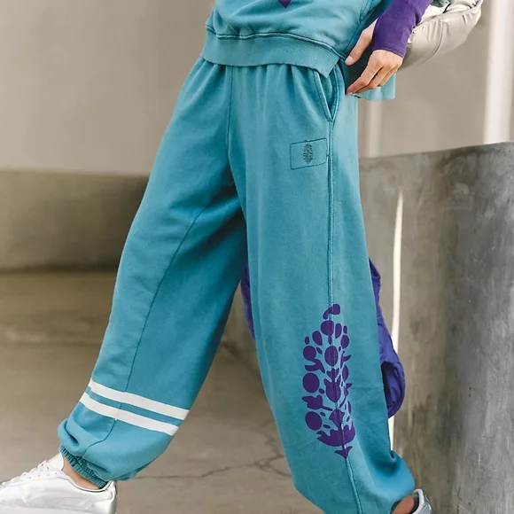 Free People Blue and Purple Track Pants Relaxed Fit - Picture 5 of 6